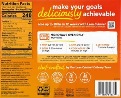 Lean Cuisine Italian Sausage Peppers Rigatoni Frozen Entree Box 9 Oz - 9 OZ - Image 6