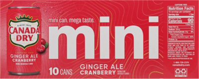 Canada Dry Cranberry Ginger Ale Soda, 7.5 Fl Oz Mini Cans, 10 Pack - 10-7.5F - Image 5