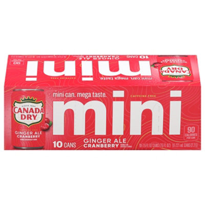 Canada Dry Cranberry Ginger Ale Soda, 7.5 Fl Oz Mini Cans, 10 Pack - 10-7.5F - Image 1