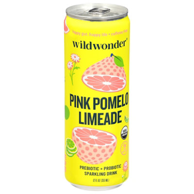 Wildwonder Pink Pomelo Limeade Sparkling Prebiotic And Probiotic - 12 FZ - Image 1