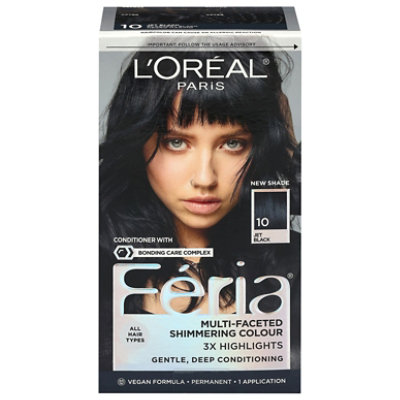 L'oreal Feria Shimmering Hair Color Jet Black 10 - EA - Image 1
