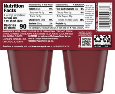Snack Pack Dr Pepper Flavored Juicy Gel Cups, 3.25 Oz., 4-count - 13 oz - Image 5