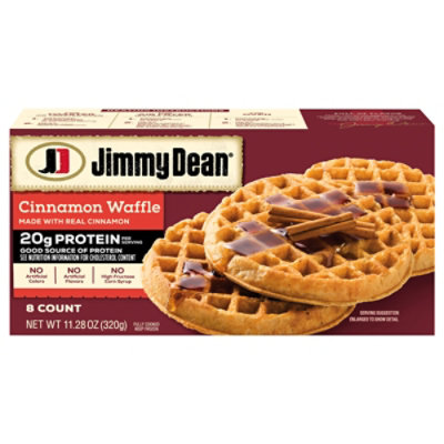 Jimmy Dean Protein Cinnamon Waffles Fully Cooked Frozen Breakfast 8 Countz - 11.28 OZ - Image 2