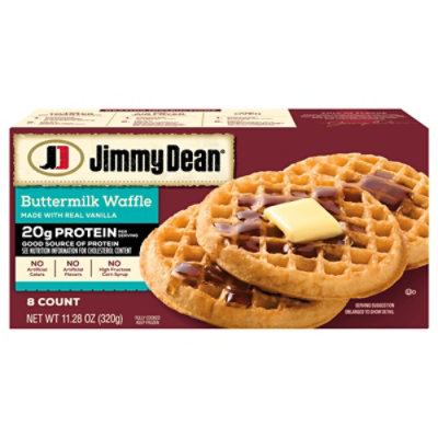 Jimmy Dean Protein Buttermilk Waffles Fully Cooked Frozen Breakfast 8 Count - 11.28 Oz - 11.28 OZ - Image 2