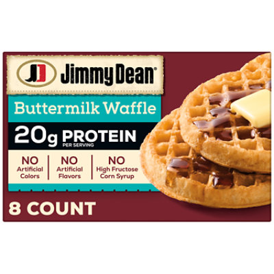 Jimmy Dean Protein Buttermilk Waffles Fully Cooked Frozen Breakfast 8 Count - 11.28 Oz - 11.28 OZ - Image 1