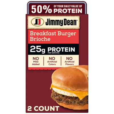 Jimmy Dean Protein Breakfast Burger Brioche Fully Cooked Frozen Sandwiches - 2 Count 12.3 Oz - 12.3 oz - Image 1