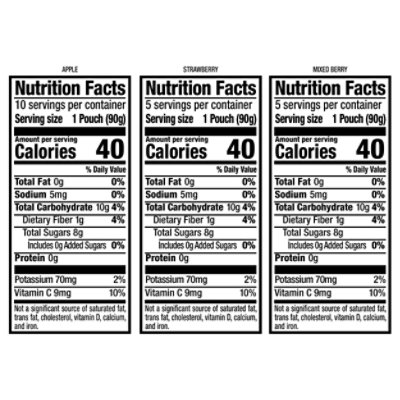 Motts No Sugar Added Applesauce Variety Pack 3.2 Oz Clear Pouches 20 Pack 2 Count - 64 oz - Image 3