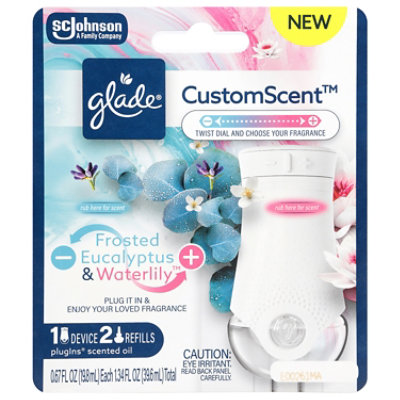 Glade Custom Scent Plugins Scented Oil Kit, Eucalyptus & Waterlily - Includes 1 Device & 2 Refills - EA - Image 1
