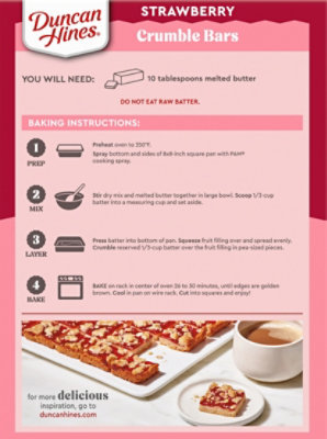 Duncan Hines Strawberry Flavored Crumble Bar Mix, 15.21 Oz. - 15.210O - Image 5