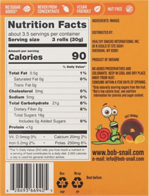 Bob Snail Fruit Rolls Mango - 10 CT - Image 5
