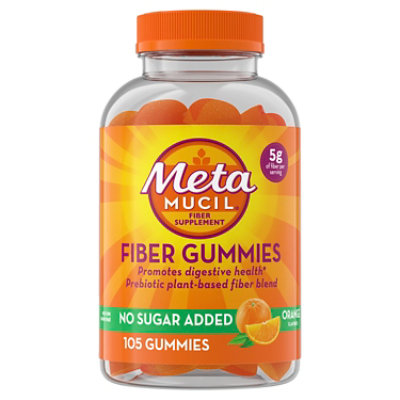 Metamucil Fiber Gummies For Adults No Sugar Added Orange Flavor 5g Plant Based Prebiotic Fiber Sup - 105 ct - Image 1