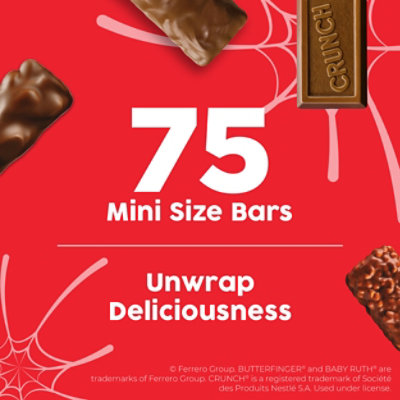 Butterfinger, CRUNCH, Baby Ruth & 100 Grand Mini/Fun Size Halloween Candy Bars, 75 Count - Image 4