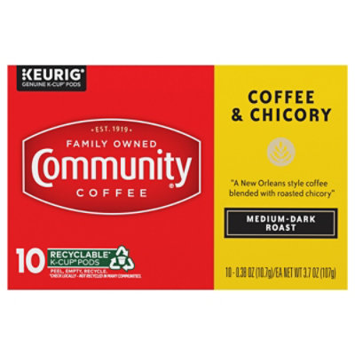 Community Coffee  Coffee And Chicory Medium-dark Roast Keurig K-cup Pods - 10 EA - Image 1