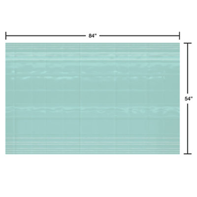 American Greetings Plastic Tablecover Mint Green with White Stripe Border - Each - Image 2