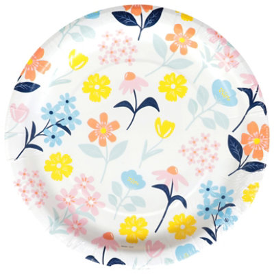 American Greetings  9 Inch  Dinner Plates Pastel Floral Design 10 Count - Each - Image 1