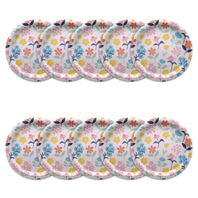 American Greetings  9 Inch  Dinner Plates Pastel Floral Design 10 Count - Each - Image 5
