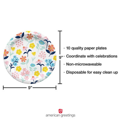 American Greetings  9 Inch  Dinner Plates Pastel Floral Design 10 Count - Each - Image 3
