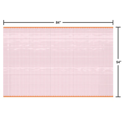 American Greetings Plastic Tablecover Pink Gingham with Orange Scalloped Border - Each - Image 2