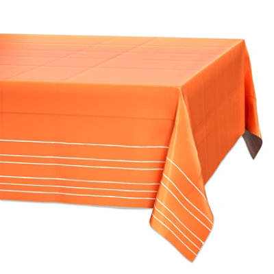 American Greetings Table Cover Solid Orange Plastic with White Stripe Border - Each - Image 1