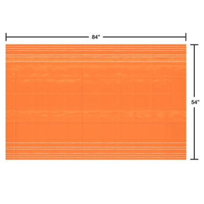 American Greetings Table Cover Solid Orange Plastic with White Stripe Border - Each - Image 2