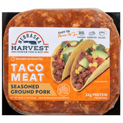 Nebraska Harvest Pork Ground Taco - 16 OZ - Image 1