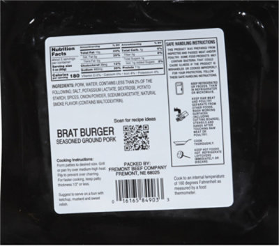 Nebraska Harvest Pork Ground Brat Burger - 16 OZ - Image 5