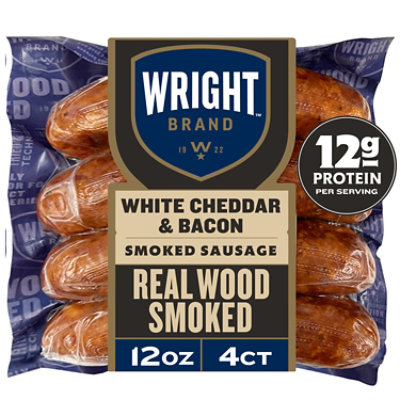 Wright Brand Real Wood Smoked White Cheddar & Bacon Smoked Sausage - 4 ct