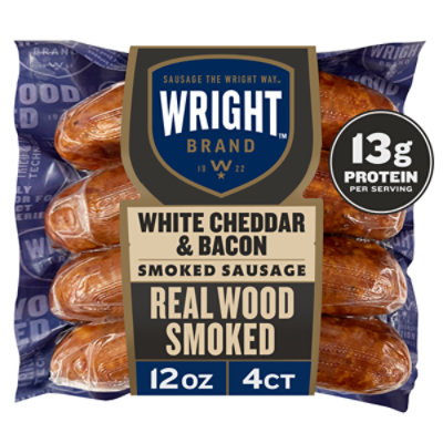 Wright Brand Real Wood Smoked White Cheddar & Bacon Smoked Sausage 12oz - 12 OZ - Image 1