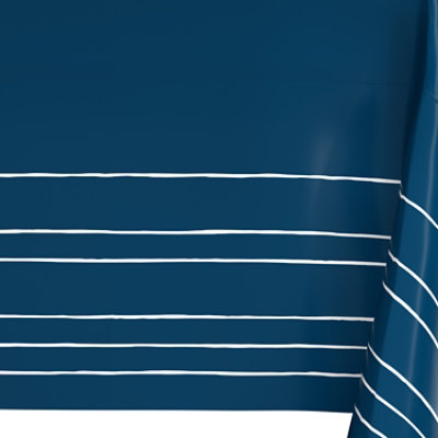 American Greetings Plastic Tablecover Navy with White Striped Border - Each - Image 3