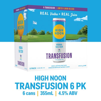 High Noon Transfusion Vodka Hard Seltzer - 6-355 ML - Image 1