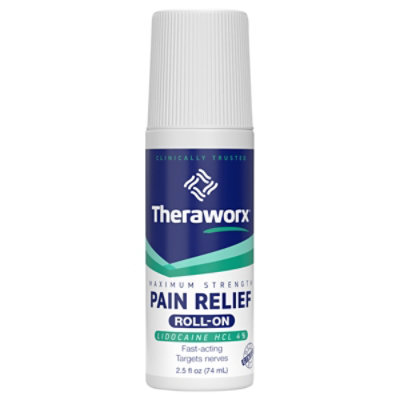 Theraworx Maximum Strength Pain Relief Roll-on With Lidocaine Hcl 4% 2.5 Oz Roll-on - 2.5 OZ - Image 1