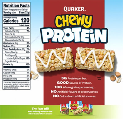 Quaker Chewy Protein Granola Bars Maple & Brown Sugar, 1.12 Oz X 5 - 5 ct - Image 5
