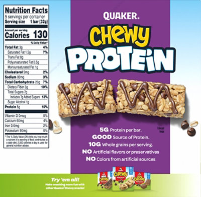 Quaker Chewy Protein Granola Bars Carame - 5 ct - Image 5