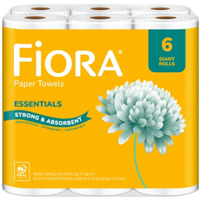 Fiora Kitchen Towels Unscented 6 118 2-ply Sheet Rolls - 6 RL - Image 1