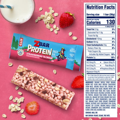 Clif Zbar Strawberries & Creme Protein Snack Bars - 5 Count - Image 4