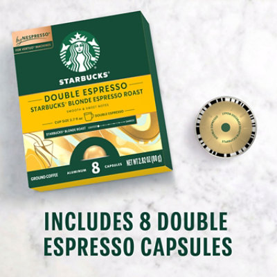Starbucks by Nespresso Vertuo Line Double Espresso Blonde Espresso Roast Capsules Box - 8 Count - Image 2