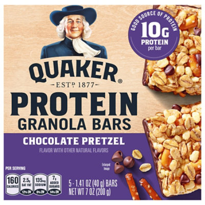 Quaker Chewy Protein Granola Bars Chocolate Pretzel, 1.4 Oz X 5 Count - 5 ct - Image 2