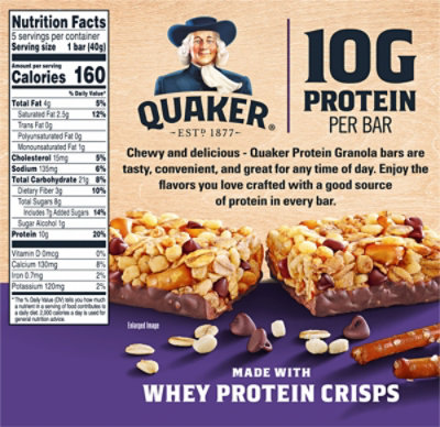 Quaker Chewy Protein Granola Bars Chocolate Pretzel, 1.4 Oz X 5 Count - 5 ct - Image 5