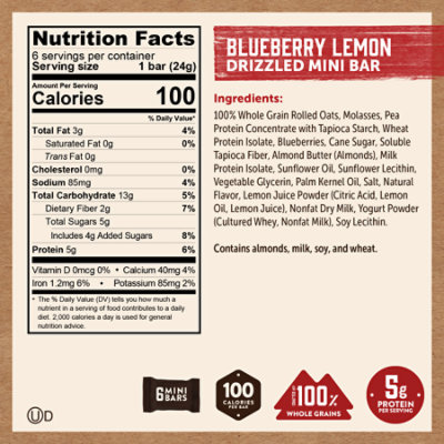Kodiak® Drizzled Mini Chewy Granola Bars Blueberry Lemon - 6 CT - Image 2