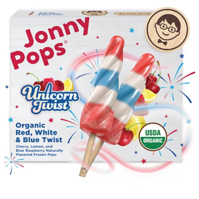 Organic Unicorn Twist Red, White & Blue Twist Frozen Pops - 6-1.12 FZ - Image 1