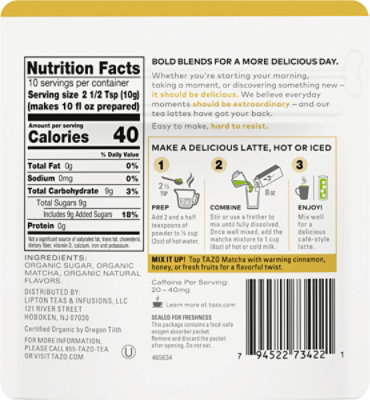 Tazo Org Pdr Matcha Latte Vanilla 6 100g - 100 g - Image 5