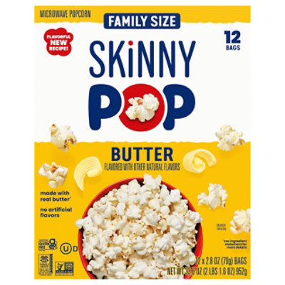 Skinnypop Butter Flavored Family Size Gluten Free Microwave Popcorn Bags - 12-2.8 Oz - Image 2