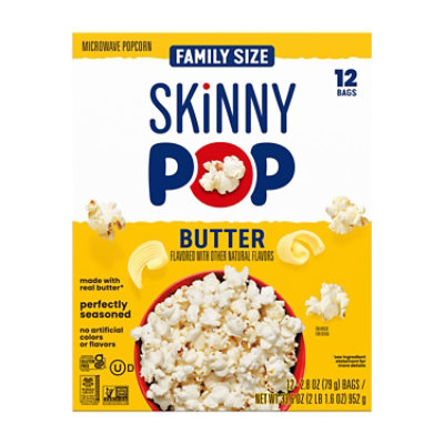 Skinnypop Butter Flavored Family Size Gluten Free Microwave Popcorn Bags - 12-2.8 Oz - Image 2