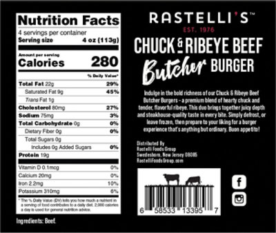 Rastelli's Angus Beef Chuck & Ribeye Burger 16oz - 16 OZ - Image 5