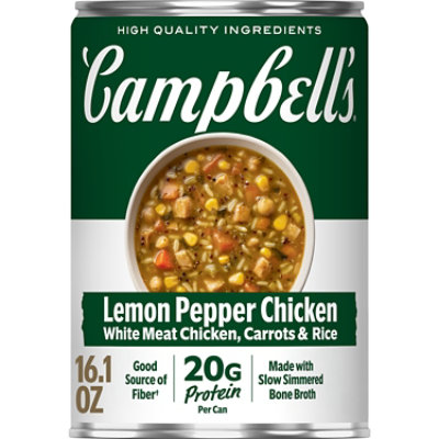 Campbell's Protein Lemon Pepper Chicken Soup, 16.1 Oz - 16.1 oz - Image 1