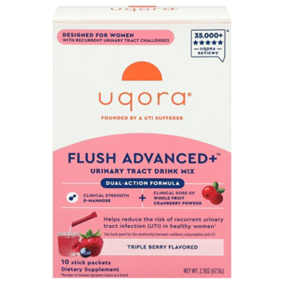 Uqora Flush Advanced Urinary Tract Drink Mix 10 Stick Packets - 10 ct - Image 2