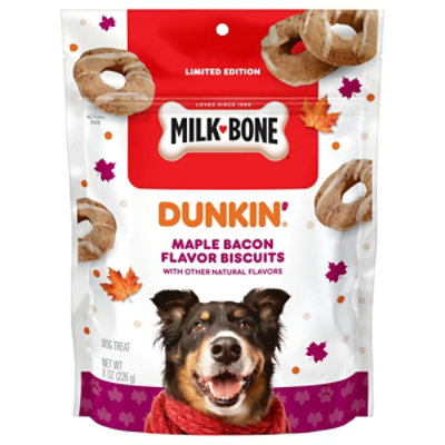 Milk-bone 8 Ounce Dunkin Donut Maple Bacon Flavor Vanilla Dipped Dog Treat Each - 8 oz - Image 1