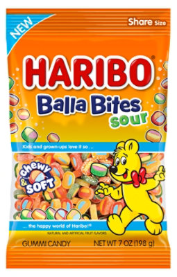 Haribo Balla Bites Sour 7oz Large Peg Bag - 7 oz - Image 1
