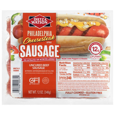 Dietz & Watson Philly Cheesesteak Smoked Beef Sausage 12oz - 12 OZ - Image 2