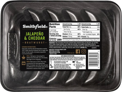 Smithfield Jalapeno & Cheddar Bratwurst 19oz - 19 OZ - Image 5